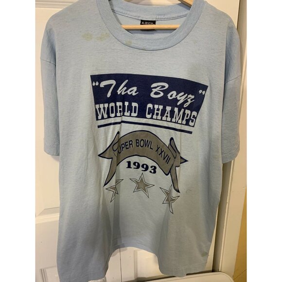 Vtg Tha Boyz World Champs Super Bowl XXVII 27 Cowboys T Shirt 1993 Screen Stars - Picture 4 of 8